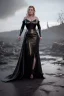 Placeholder: Kate Winslet as evil queen in black leather gown, cleavage, angry, stern look, unreal 5, octane render,cinema4d, dynamic lighting, dramatic lighting, 4k, redshift render, highly detailed, hyper realistic