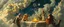 Placeholder: a myrriad and a star golem feast with greek gods, swirling illusion clouds