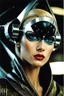 Placeholder: female humanoid robot, beautiful like a supermodel from the sixties, beautiful eyes, sexy, most beautiful, helmut newton, evil woman, hypnotic eyes, polaroid colors, electric sexuality