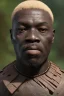 Placeholder: african head portrait, warrior costume, village, meditation, woods, galaxy sky, 8k quality