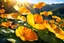 Placeholder: yellow, orange, gold light effects colors, magic fields with nasturtium flower, clear sunny light, highly detailed, high contrast, 8k, high definition, realistic, concept art, sharp focus