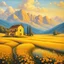 Placeholder: painting of a house in a field of flowers, inspired by Guido Borelli da Caluso, yellow hue, dotart, dragan bibin, fantasy italy, golden colour, jingna zhang, golden hour, perfect Wide long shot visual by @challenge2pt masterpiece.