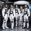 Placeholder: the criminal minds FBI team, ready to flight a spaceship in spacesuit (women and men)