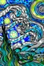 Placeholder: coloring book about "Starry Night": Depicts the iconic starry sky from Van Gogh's famous painting.