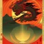 Placeholder: Ukiyo-e painting of a red dragon flying around a sun