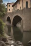 Placeholder: Classic picture of a stone bridge in Italian village