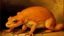 Placeholder: An orange amphibian painted by Leonardo da Vinci