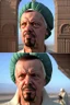 Placeholder: Create a panoramic 3D panel style digital panel Rajab Tayyip Erdogan in 1917 Reflected The character of the milkseller is embodied runabout He wears a turban and a poor costume, Ultra-wide angle Highly realistic precise details Detailed panoramic view Detailed distance Professional Quality 8K