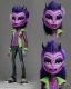 Placeholder: Character from Monster High, male, cannibal, body color is dark, eye color is yellow, sportswear, illustration, cartoon style