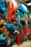 Placeholder: Create large-scale textile sculptures and hangings that resemble coral reefs, seaweed, and Mandarin Fish. Use a variety of textiles such as silk, chiffon, organza, and felt to mimic the textures of underwater life.