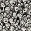 Placeholder: sketch line, rought, of faces on a pages, screaming and sad, demented, mad, journal