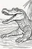 Placeholder: coloring page for kids, ALLIGATOR, thick outline, low details, no shading, no color