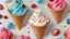 Placeholder: Colorful Ice Cream Cone with Sprinkles and splash