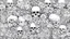 Placeholder: tracery of flowers and skulls, black and white, Maximum minimalism