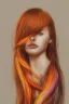 Placeholder: Beautiful perfect perfectly centered photorealistic lady crayon on pastel paper long hair, bronze-orange hair, rainbow dress, full-body portrait by Greg Rutkowski