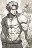 Placeholder: Create the An image of a man drawn in a dynamic style that captures the essence of animation and motion. The artwork showcases the technical and aesthetic details that make it stand out. The character's traits are prominent, and the black color dominates the character, creating a sense of depth and density. The brown background contrasts with the character's features, making them more visible. The character's eye is especially captivating, as it reveals the fine details of the illustration. The