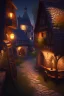 Placeholder: Small medieval village by night extremely detailed high definition crisp quality Unreal Engine VRay