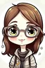Placeholder: Cartoon pfp cute girl glasses hand drawn chibi, macro art