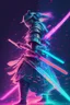 Placeholder: Mystical samurai emitting an aura with a long, neon sword emitting an aura