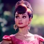 Placeholder: Audrey Hepburn Princess Peach, closed eyes, rtx, reflection, 8k, glow, winning photography, caustics