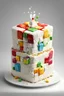 Placeholder: highly detailed, fantastical white frosting wedding cake shaped like a rubiks cube, different color cakes, designed by ppbulish, perfect composition, beautiful intricate insanely detailed octane render trending on artstation, 16k artistic food photography, photorealistic concept art, soft natural volumetric cinematic perfect light, award - winning photograph