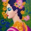 Placeholder: anthropomorphic multiplication sign head in a young woman, intricate, elegant, highly detailed flowery design, oil on canvas painting, concept art, Futurist Art, smooth, sharp focus, illustration, glowing, Gino Severini, 8 k, Mad Mari