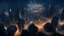 Placeholder: dark cyberpunk city from above the sky