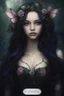 Placeholder: Purple long hair Dark Fairy princess queen crown no hand butterflies dragonflies fireflies flowers fairy wings