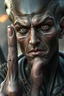Placeholder: Alien looking up , d&d character art masculine features, finger to you with his index hand , deep coal-gray skin, 8k, 3d cgi, unreal engine 6, high detail, intricate, cinematic battle background