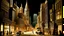 Placeholder: Una metrópolis art déco de los años 1930 durante un desfile nocturno, avenida principal flanqueada por rascacielos esculpidos, fotografía cinematográfica retro, entorno urbano denso con monumentos de piedra, movimiento Art Déco puro, estética de cine negro con grano de película de 35 mm, granito pulido, relieves de latón dorado, terracota esmaltada y cristal tallado, contrapicado acentuado hacia las cumbres de los edificios, luz de focos antiaéreos cruzando el cielo nocturno y marquesinas encend