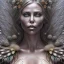 Placeholder: Charlize Theron, woolitize, rusty metal, feathers, Dryad, fae, sidhe, ominous, nature, plants, wildflower, facepaint, dnd character portrait, intricate, oil on canvas, masterpiece, expert, insanely detailed, 4k resolution, retroanime style, cute big circular reflective eyes, cinematic smooth, intricate detail , soft smooth lighting, soft pastel colors, painted Renaissance style