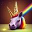 Placeholder: chocolate unicorn with rainbow horn with sparkles with a bell on his neck, really cute, detailed, RTX, fantasy, 8K