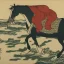 Placeholder: Horse in water smoking by Hokusai