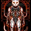 Placeholder: Ilustración cómic lineal de cat cyberpunk color blanco anaranjado y negro full body