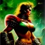 Placeholder: portrait oil on canvas, beautiful punk busty female Barbarian Warrior,green eyes, ,minimal armor,comic book cover, mystical colors,insanely detailed,realistic,intrincate detail, 16k resolution, masterpiece,Frank Frazetta,Alex Horley, Simon Bisley