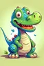 Placeholder: Disney style dinosaur caricature, cute, and happy, that is part of a story