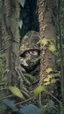 Placeholder: hunter hiding in the woods