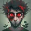 Placeholder: make an illustration of a Weed addict with red eye,