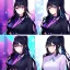 Placeholder: Clear focus, 8k, beautiful lighting, vibrant colors, girl, black hair, long hair, purple eyes, ponytail,