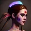 Placeholder: pretty cyber woman, leather, cables, purpurin, blood, black, gold, piercings, brown, decorative color feathers, simétrico, circuits, neon style, a lot of led lights, fog, rain, vibrant color, highly detailed, art stations, concept art, smooth, unreal engine 5, god rays, ray tracing, RTX, lumen lighting, ultra detail, volumetric lighting, 3d, finely drawn, high definition, high resolution.