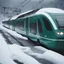 Placeholder: a highly detailed photograph of a sleek new emerald green passenger train during winter in Norway, portra 4 0 0 kodak - h 6 0 0 - w 7 0 0detailed face and eyes, muted tones, professional photo, photography, realistic hyperrealism