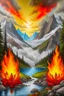 Placeholder: Water, air, fire, earth, Real swiss mountain landscape, Joy happiness, hyper real,