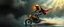Placeholder: master oil painting by Rembrandt, viggo sandvik as insane eel wild ginger robot on surfboard boat motor trike , goa trance glitch poster, background motion blur, volume fog with light rays, jesus clouds