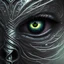 Placeholder: highly detailed scared eye, a creepy black figure standing in reflection of puipil of creepy eye
