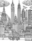 Placeholder: New york city, coloring page, full body (((((white background))))), only use an outline., real style, line art, white color, clean line art, white background, Sketch style.