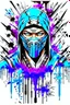 Placeholder: Sub Zero from Mortal Kombat, ink artistic conception, with typography elements, abstract, complementary colors, simplicity, Chinese painting, white background, 8k,