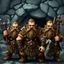 Placeholder: The sturdy Dwarves in front of the cave, with their characteristic proud, stout physiques, wear ornate, battle-worn armor adorned with bold, geometric patterns, and wield mighty axes, hammers, and swords. Their facial features are strong, with prominent beards, bushy eyebrows, and piercing, gemstone-like eyes. We Were Born Ready