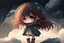 Placeholder: cute chibi girl in the storm