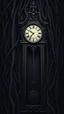 Placeholder: An old antique grandfather clock in the background of black vein, human veins, mixing together a lot of them, like a forest, big and small veins a lot of them, a shadow of hooded black ghost