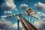 Placeholder: trains on ladder track in the skies